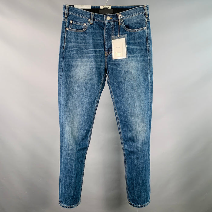 ACNE STUDIOS Size 33 Town Vintage Blue Cotton Relaxed Tapered Button Fly Jeans
