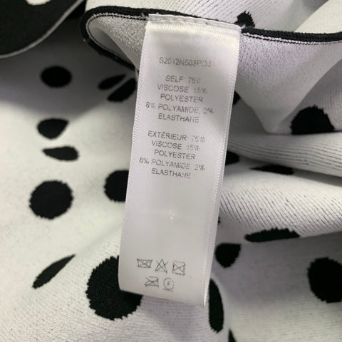 CAROLINA HERRERA Size M Black White Viscose Blend Polka Dot A-Line Dress