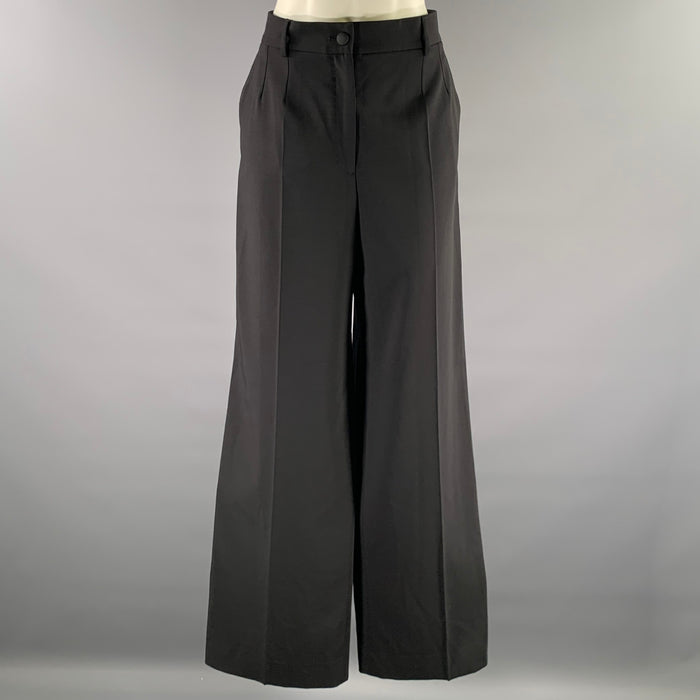 DOLCE & GABBANA Size 10 Black Wool Trouser Cut Pants