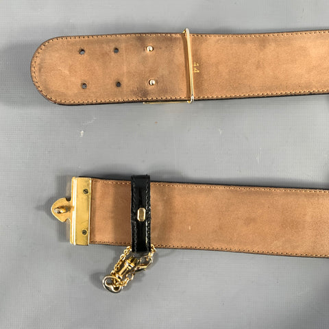 MOSCHINO Waist Size 44 Black Leather Belt