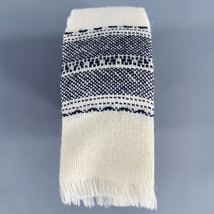 COMME des GARCONS HOMME PLUS Cream Navy Woven Wool Fringe Tie