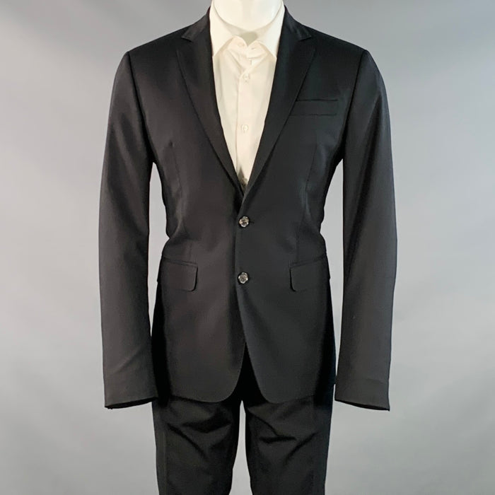 DSQUARED2 PARIS Size 40 Black Wool Blend Notch Lapel Suit