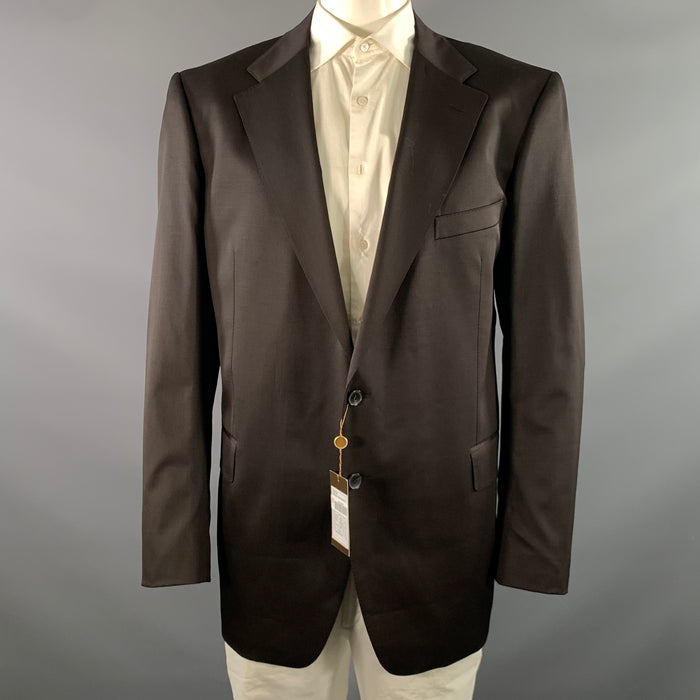 GUCCI Chest Size 52 Regular Brown Solid Wool Blend Notch Lapel Sport Coat