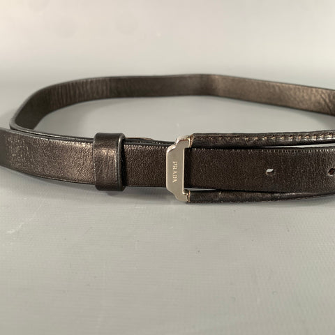 PRADA Waist Size 25 Brown Silver Leather Belt