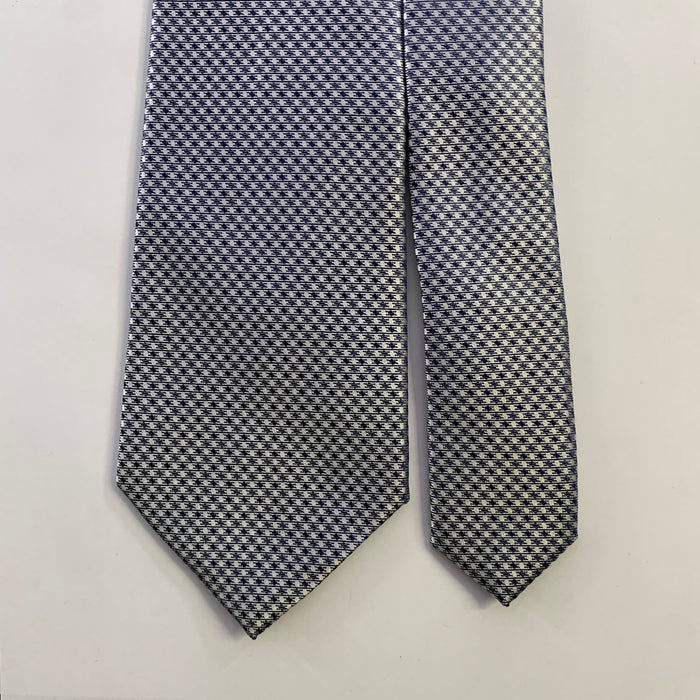 DOLCE & GABBANA One Size Silver Black Houndstooth Silk Tie