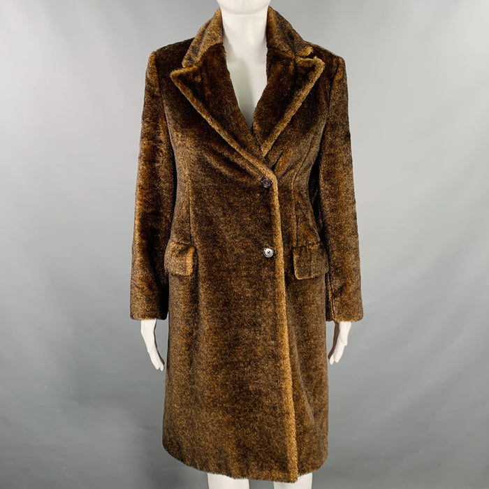 PRADA Size 2 Brown Camel Mohair Faux Fur Coat