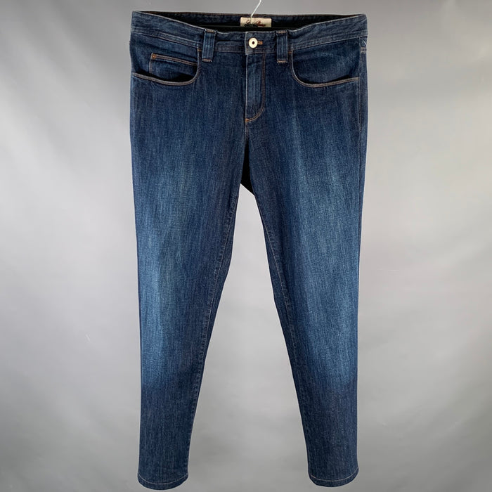 LORO PIANA Size 34 Blue Cotton Blend Slim Cut Casual Pants