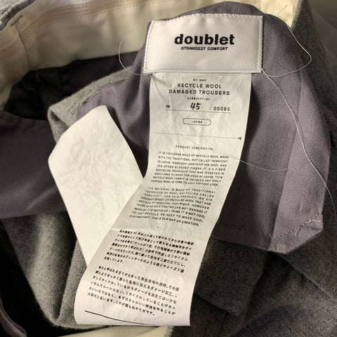DOUBLET Size L Grey Distressed Wool Blend Straight leg Casual Pants