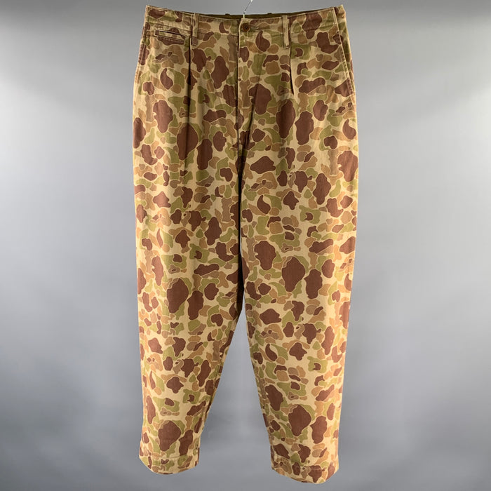 KAPITAL Size 33 Brown Dessert Camo Happy Face Cotton Baggy Pants