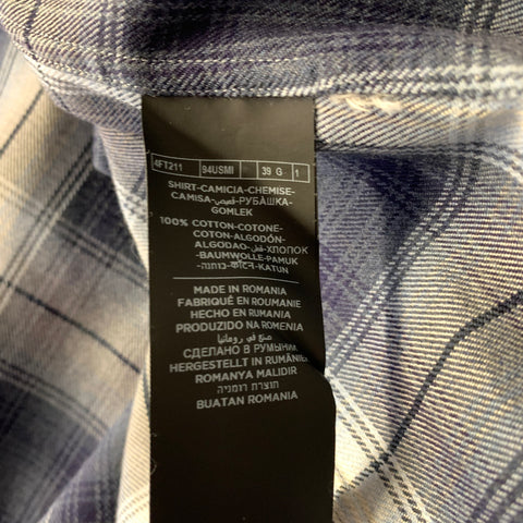 TOM FORD Size M Blue White Plaid Cotton Button Up Long Sleeve Shirt