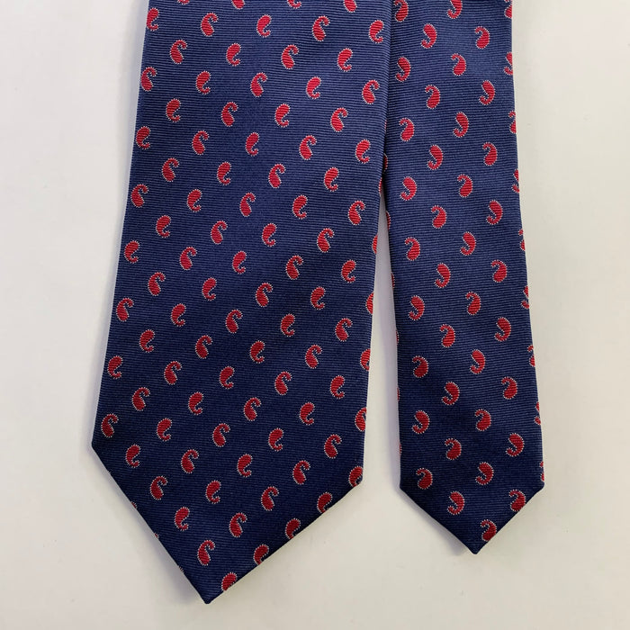 ERMENEGILDO ZEGNA Navy Red Paisley Silk Tie