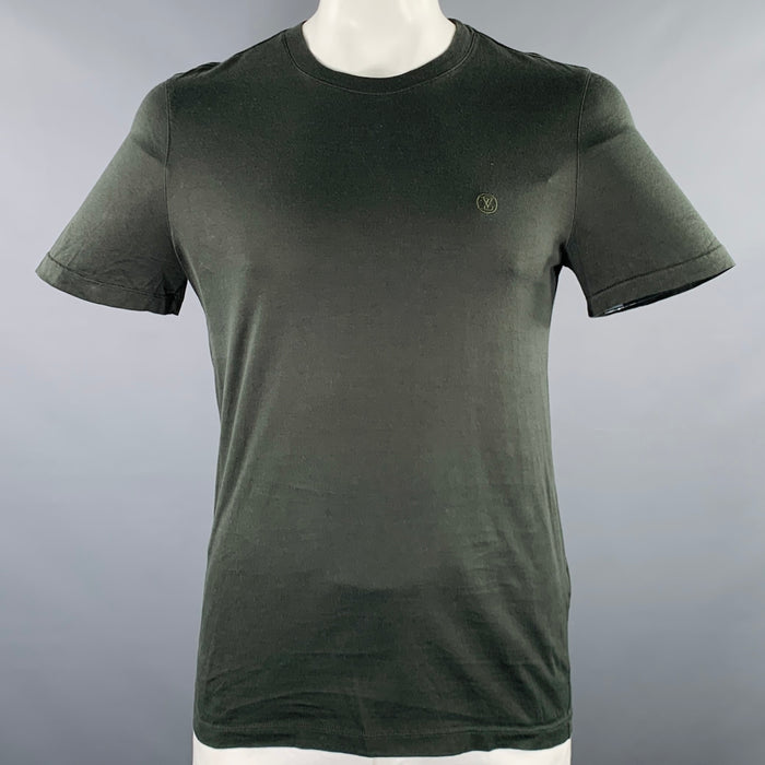 LOUIS VUITTON Size L Forest Green Cotton Crew Neck T-shirt