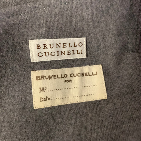 BRUNELLO CUCINELLI Size 6 Grey Wool Cashmere Ribbed Zip Up Jacket