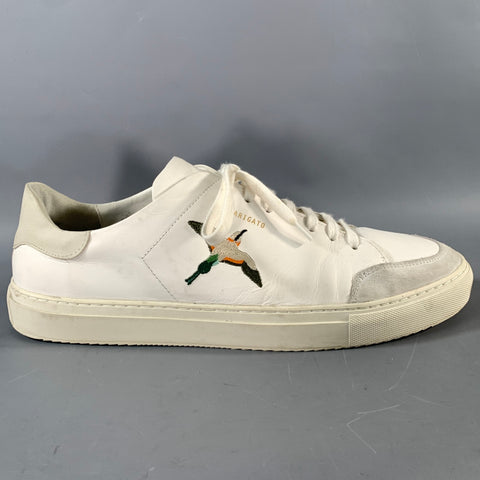 AXEL ARIGATO Size 14 White Embroidery Leather Lace Up Sneakers