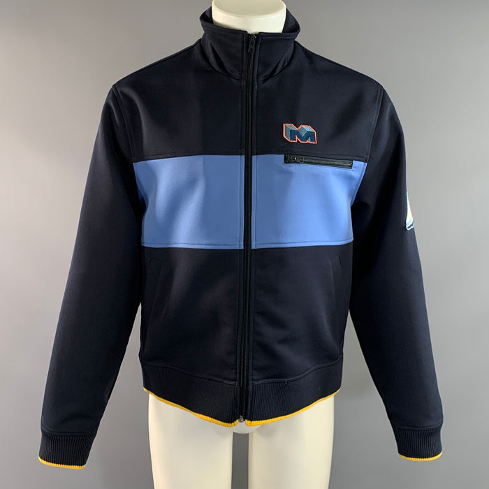 MARNI SS2018 Size M Blue Navy Patch Polyester Track Jacket Jacket
