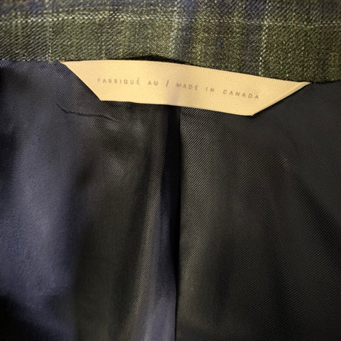 SAMUELSOHN Chest Size 42 Green Blue Plaid Wool Silk & Linen Sport Coat