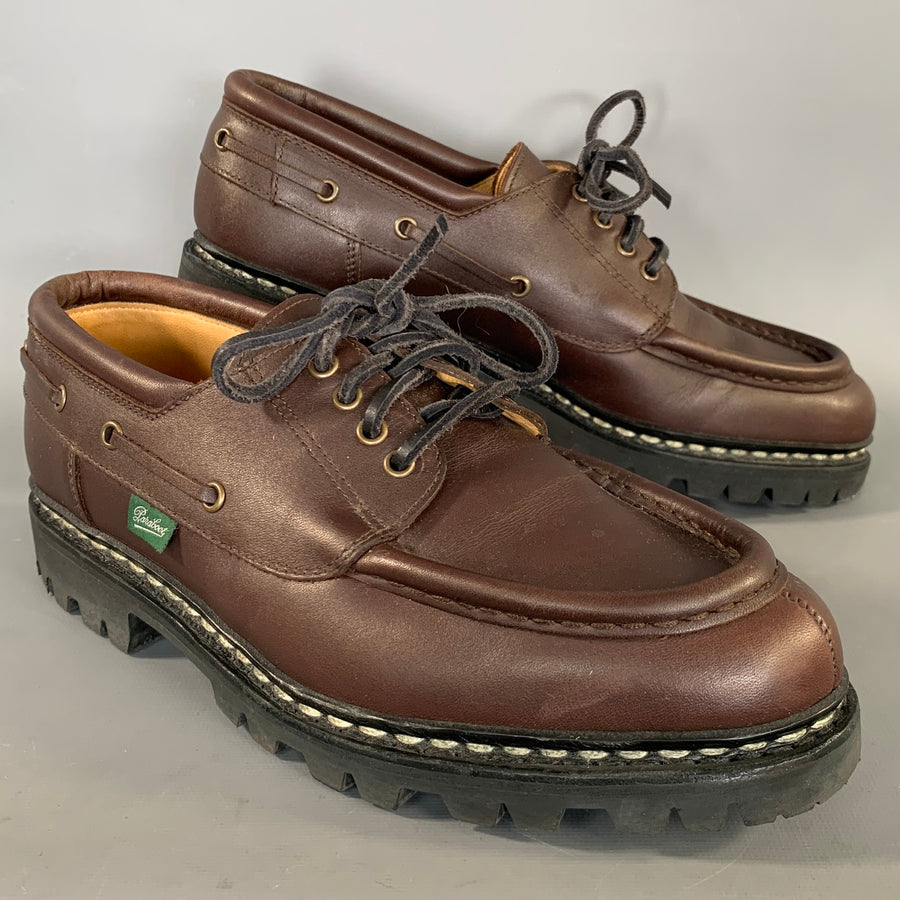 PARABOOT Size 7.5 Brown Black Leather Lace Up Shoes