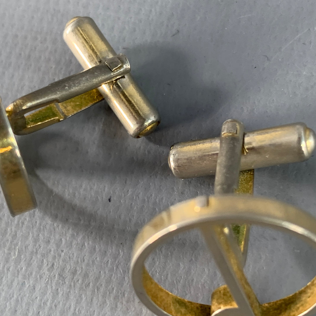 DUNHILL Silver Metal Monogram Circle Cuff Links