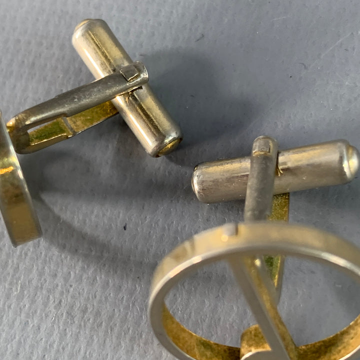 DUNHILL Silver Metal Monogram Circle Cuff Links