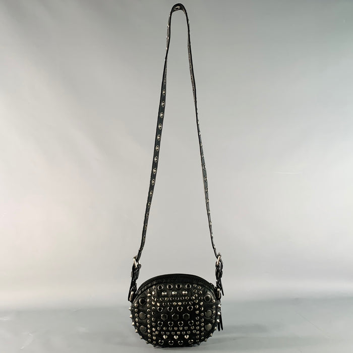 MARC by MARC JACOBS Black Gunmetal Studded Leather Shoulder Bag