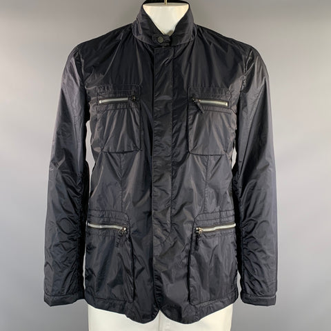 ARMANI COLLEZIONI Size 40 Navy Polyamide Blend Windbreaker Jacket
