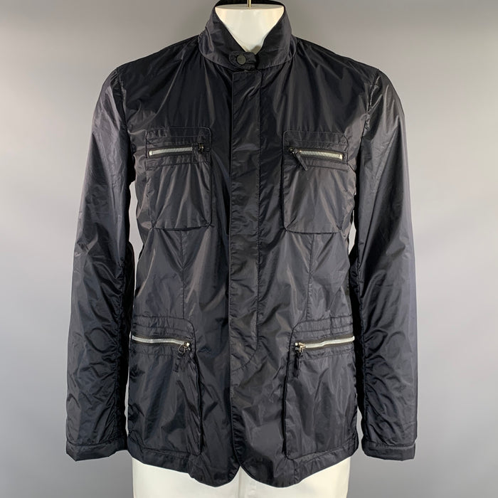 ARMANI COLLEZIONI Size 40 Navy Polyamide Blend Windbreaker Jacket