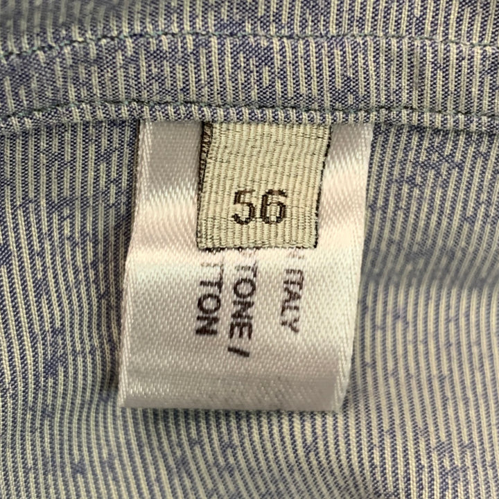 BOTTEGA VENETA Size XXL Grey Blue Ombre Cotton Button Up Long Sleeve Shirt