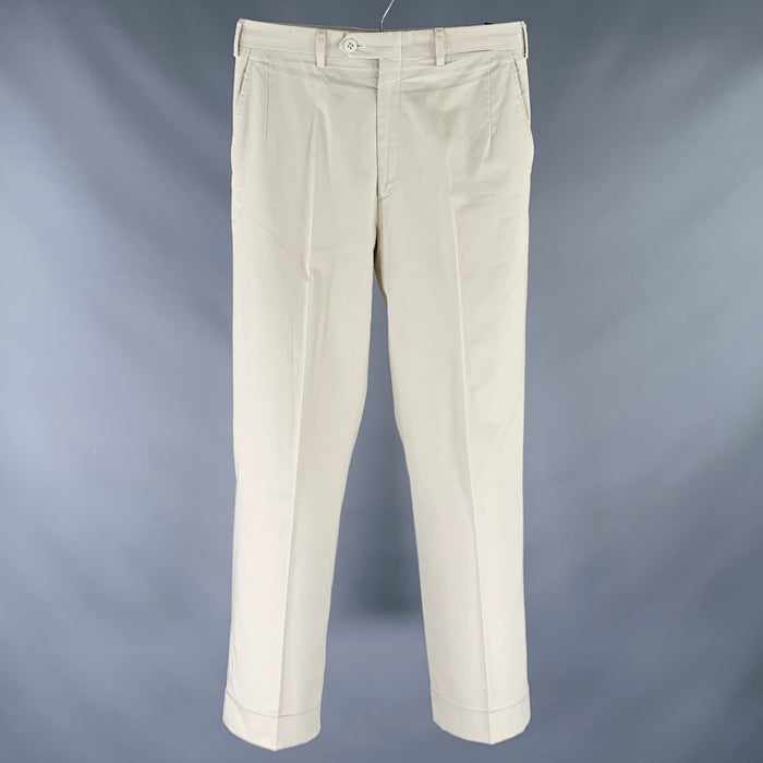 BRIONI Size 30 Cream Cotton Blend Flat Front Casual Pants