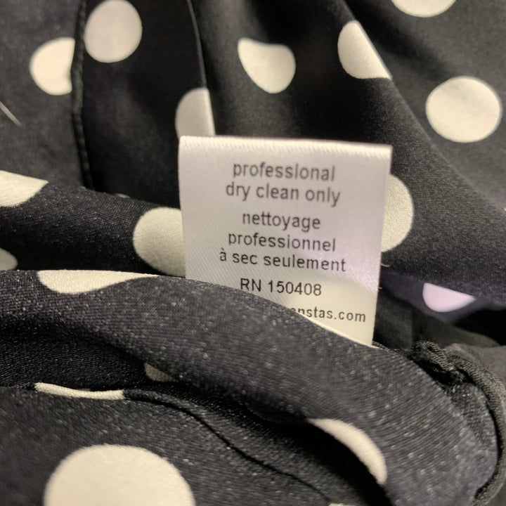 CAROLINE CONSTAS Size XS Black White Silk Blend Polka Dot Long Sleeve Dress