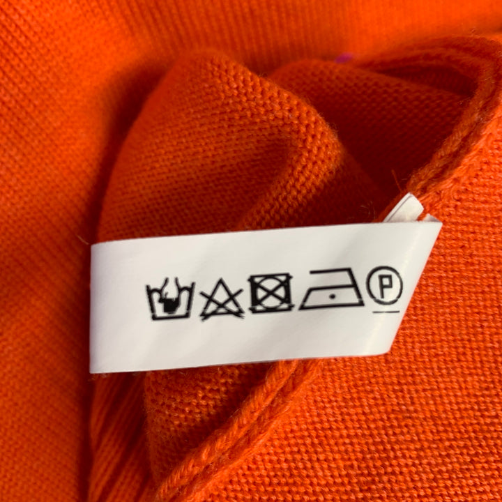 WALTER VAN BEIRENDONCK Size M Purple Orange Stripe Merino Wool Crew Neck Sweater