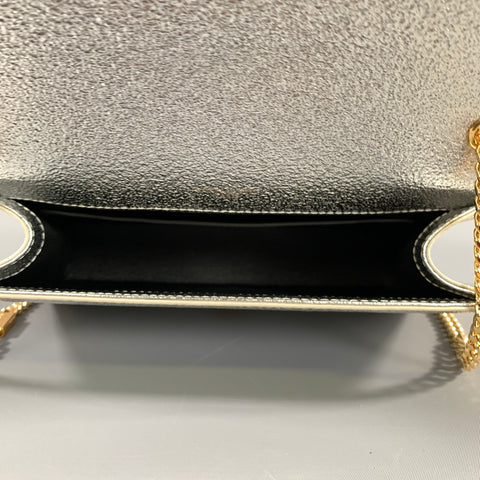 YSL Silver Gold 657228 Metallic Leather Cross Body Bag