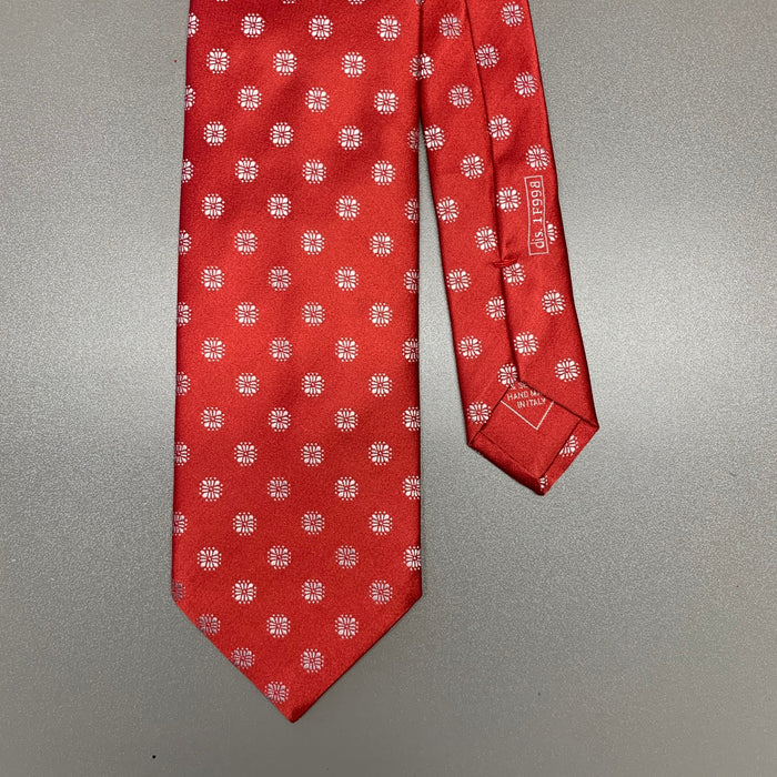 BRIONI Red White Floral Silk Tie
