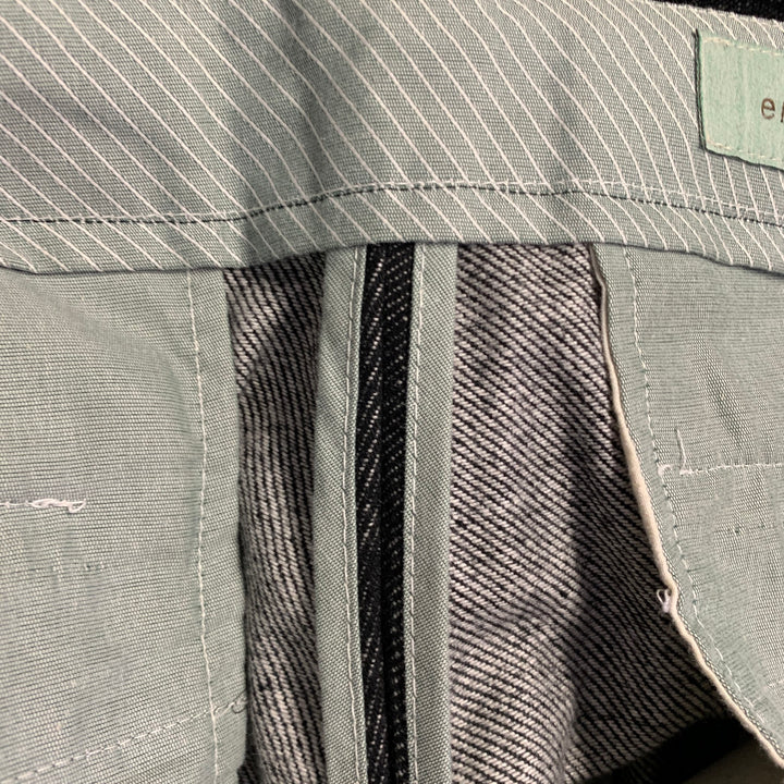 ENTRE AMIS Size 33 Black White Tweed Cotton Blend Drawstring Casual Pants