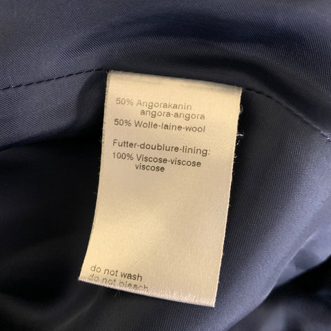 AKRIS Size S Navy Angora Wool Cashmere Double Breasted Coat