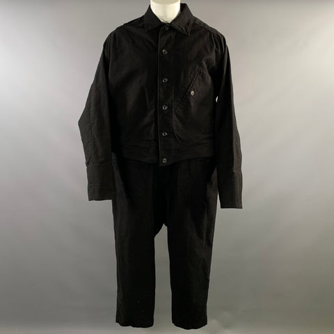 YOHJI YAMAMOTO Size S Black Cotton Long Sleeve Overalls