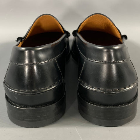 GUCCI 2023 Size 10.5 Black Monogram Leather Tassels Loafers