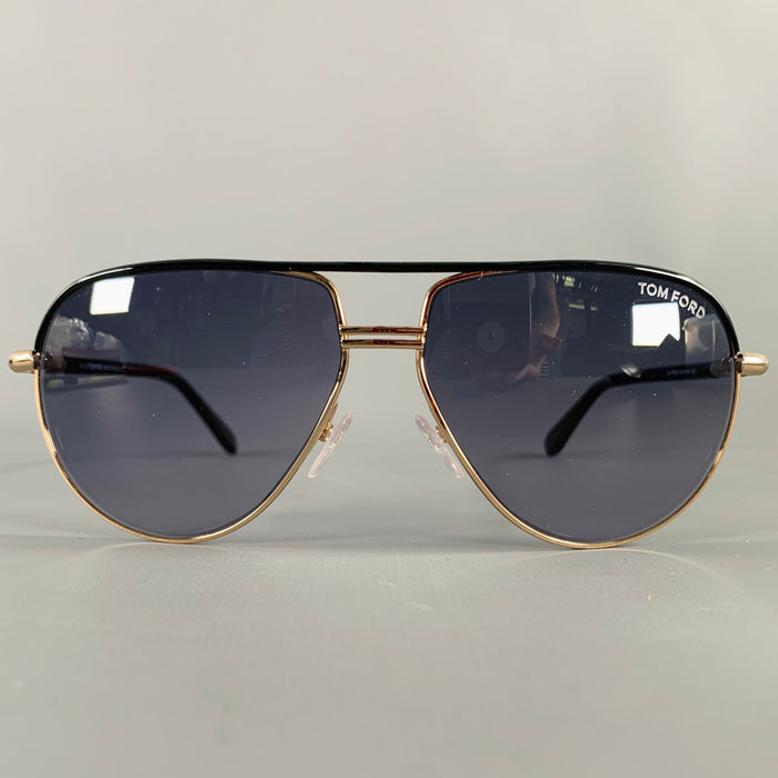 TOM FORD Cole Gold Black Metal Acetate Aviator Sunglasses