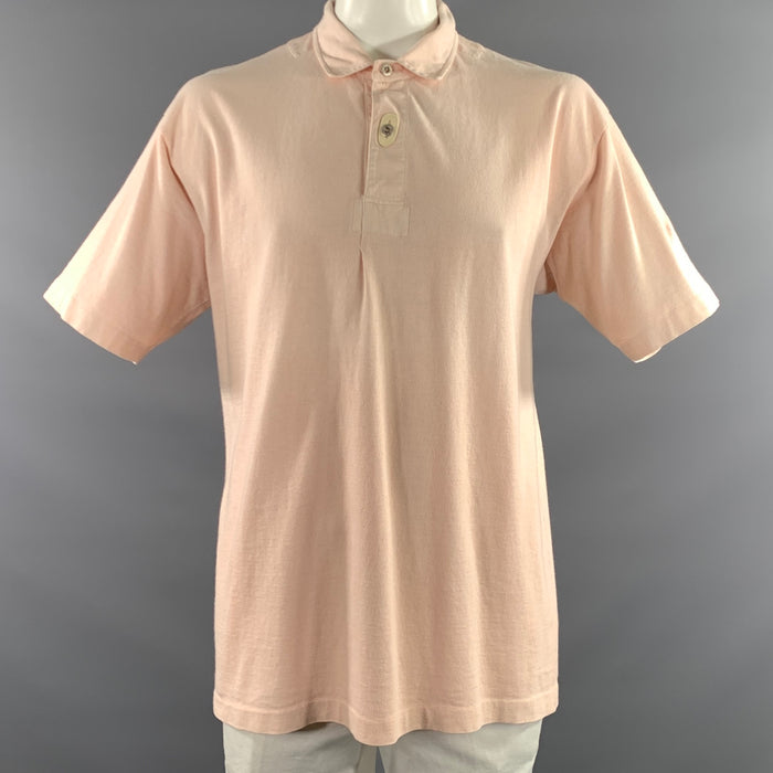 STONE ISLAND Size XL Pale Pink Cotton Buttoned Polo