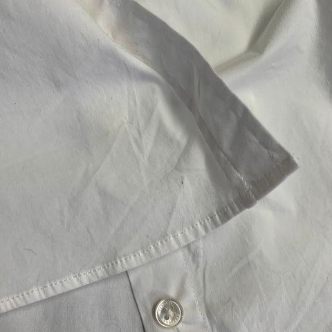 CAROLINA HERRERA Size 14 White Cotton Blend 3/4 Sleeves Spread Collar Shirt