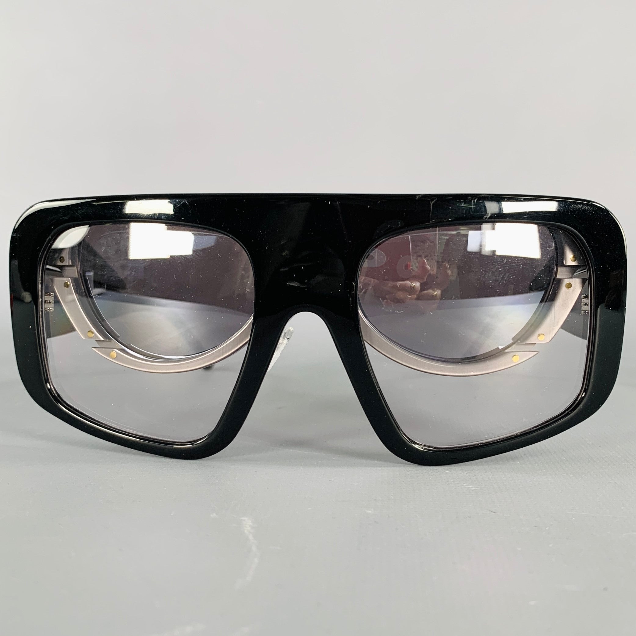 LUAR Black Grey Two Tone Acetate Double Layer Sunglasses 