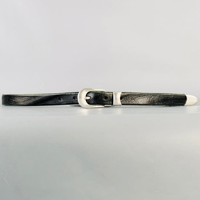 OUR LEGACY Size L Black Silver Leather Skinny Belt
