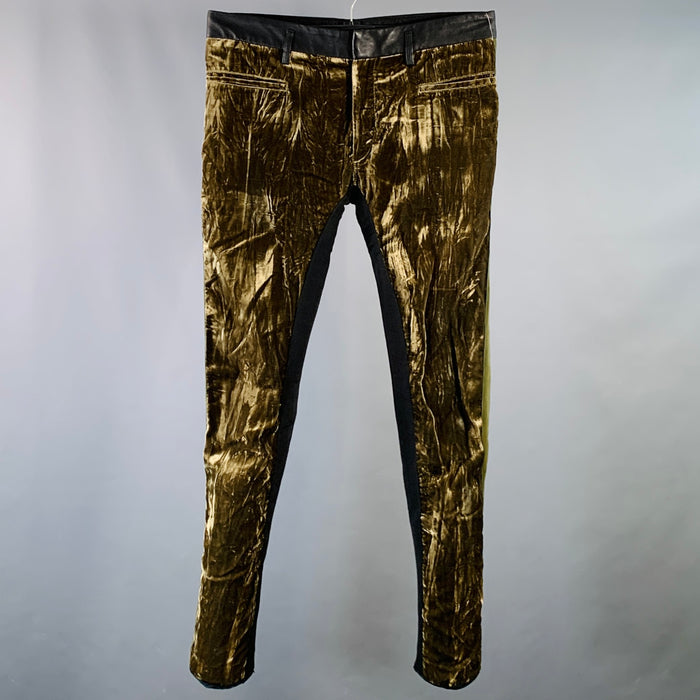 HAIDER ACKERMANN Size 32 Olive Black Velvet Acetate Blend Casual Pants