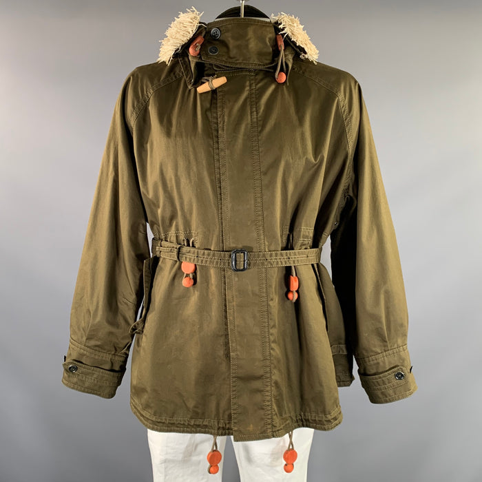 BURBERRY PRORSUM SS2012 Size 42 Green Olive Cotton Parka Coat