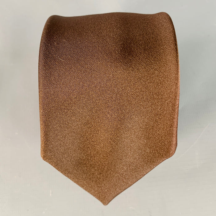 GUCCI Vintage Brown Satin Silk Skinny Tie