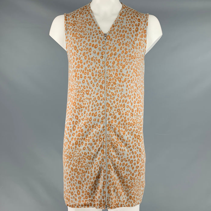 COMME des GARCONS Size L Grey Yellow Animal Print Wool Zip Up Vest