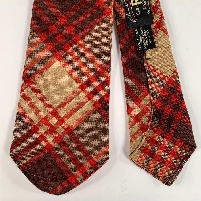 RRL by RALPH LAUREN Burgundy Plaid Wool Tie