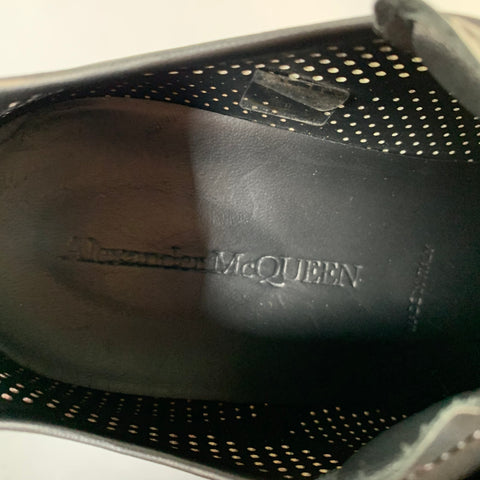 ALEXANDER MCQUEEN Size 9 Black Multi Color Perforated Leather Lace Up Shoes