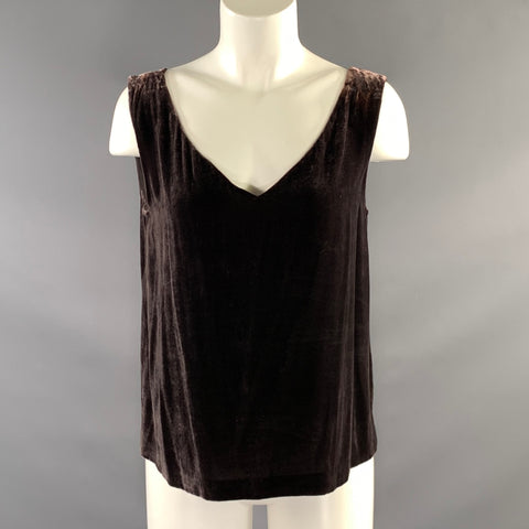 DONNA KARAN Size 4 Purple Rayon & Silk Velvet Tank Dress Top
