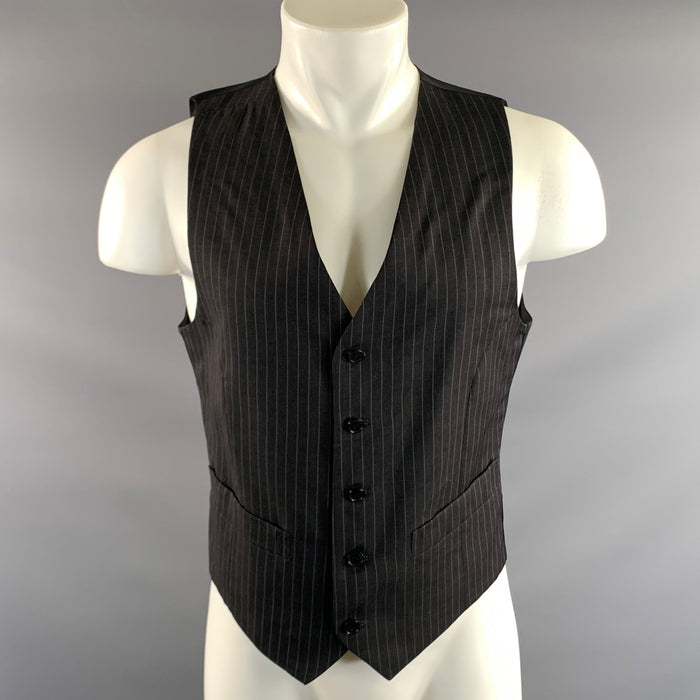DOLCE & GABBANA Size S Grey Pinstripe Button Up Vest