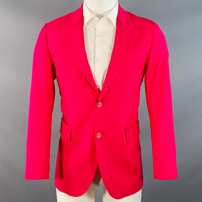 PAUL SMITH Size 36 Pink Fuchsia Wool Blend Peak Lapel Sport Coat